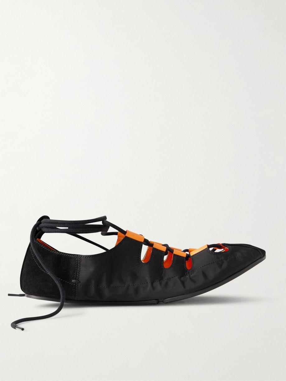 Suede-trimmed shell ballet flats by ALAIA
