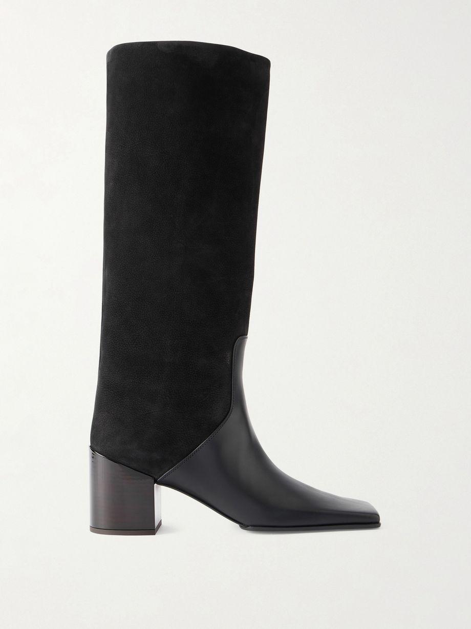 Textured-leather and suede knee boots by ALAIA