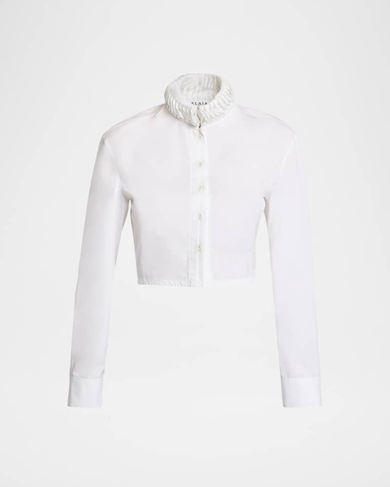 Trimmed Collar Crop Button-Down Shirt by ALAIA