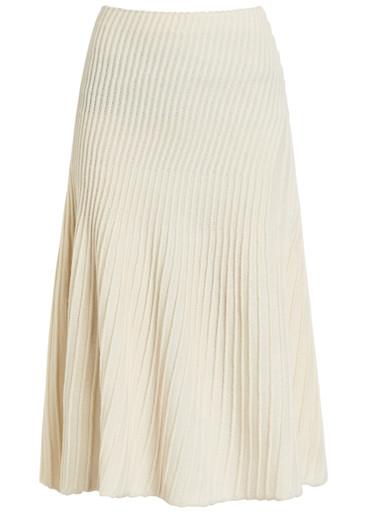 Twisted asymmetric wool and cashmere-blend midi skirt by ALAIA