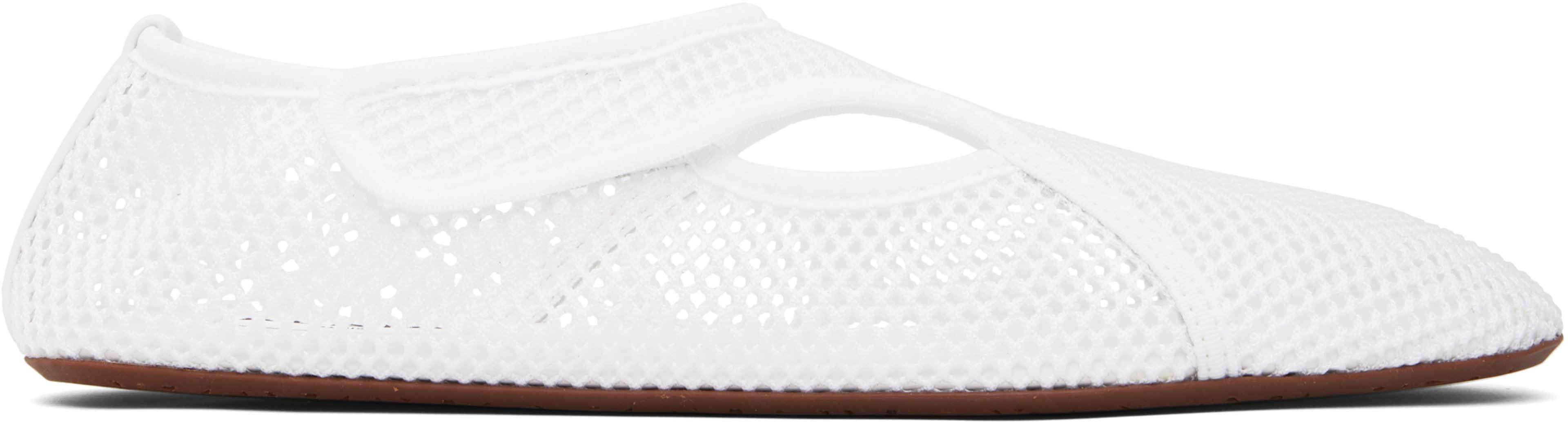 White Fishnet Ballerina Flats by ALAIA