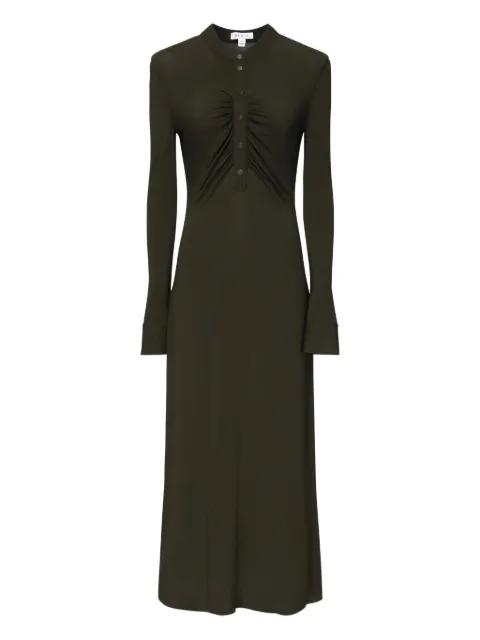 button-front gathered maxi dress by ALAIA