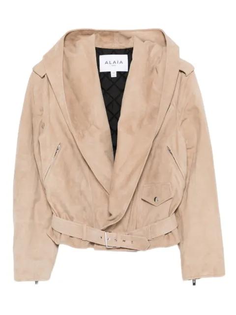 hoodied belted suede jacket by ALAIA