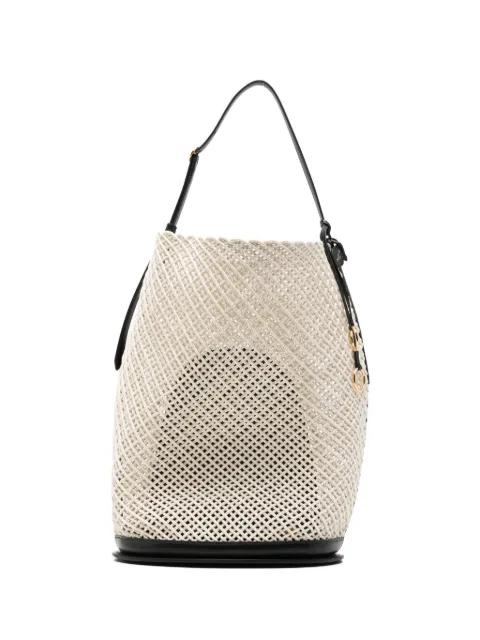 mesh leather-trim bucket bag by ALAIA