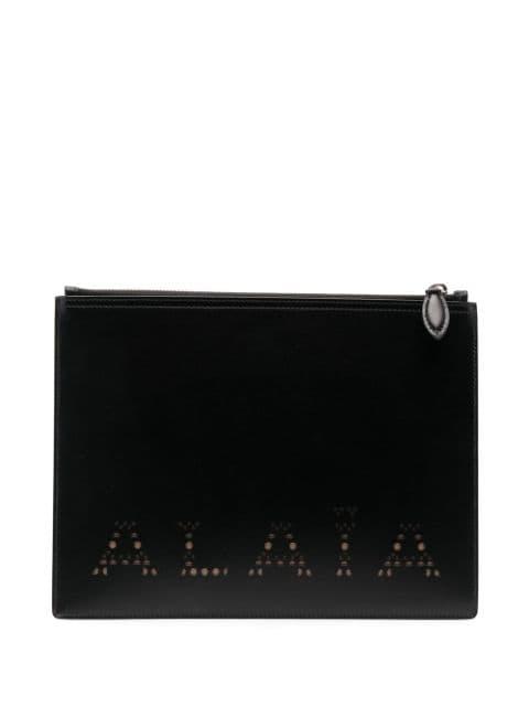 perforated-logo clutch bag by ALAIA