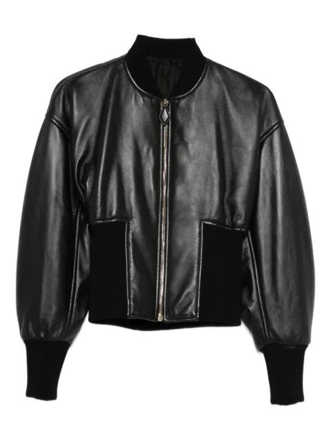 rib-knit leather jacket by ALAIA