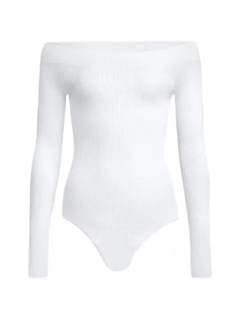 ribbed-knit off-the-shoulder bodysuit by ALAIA