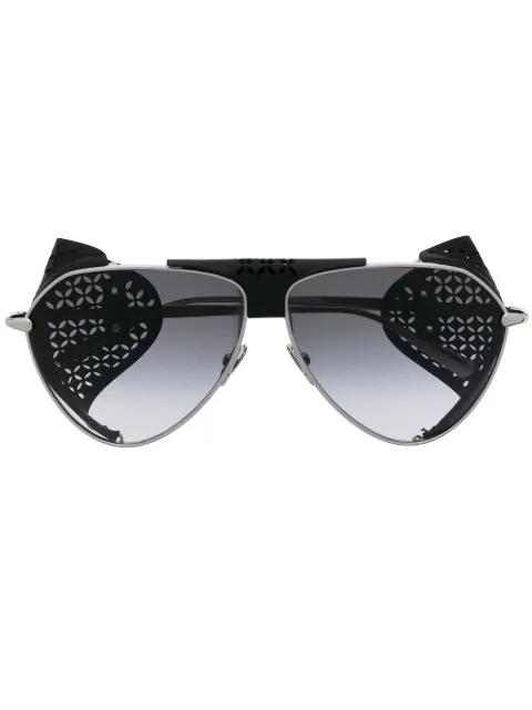 tinted-lens leather-side sunglasses by ALAIA