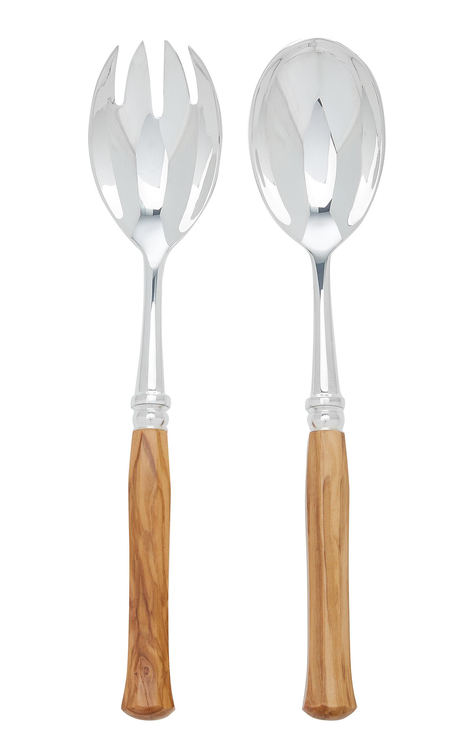 Alain Saint-Joanis - Riviera Silver-Plated Olivewood Salad Set - Brown - Moda Operandi by ALAIN SAINT-JOANIS