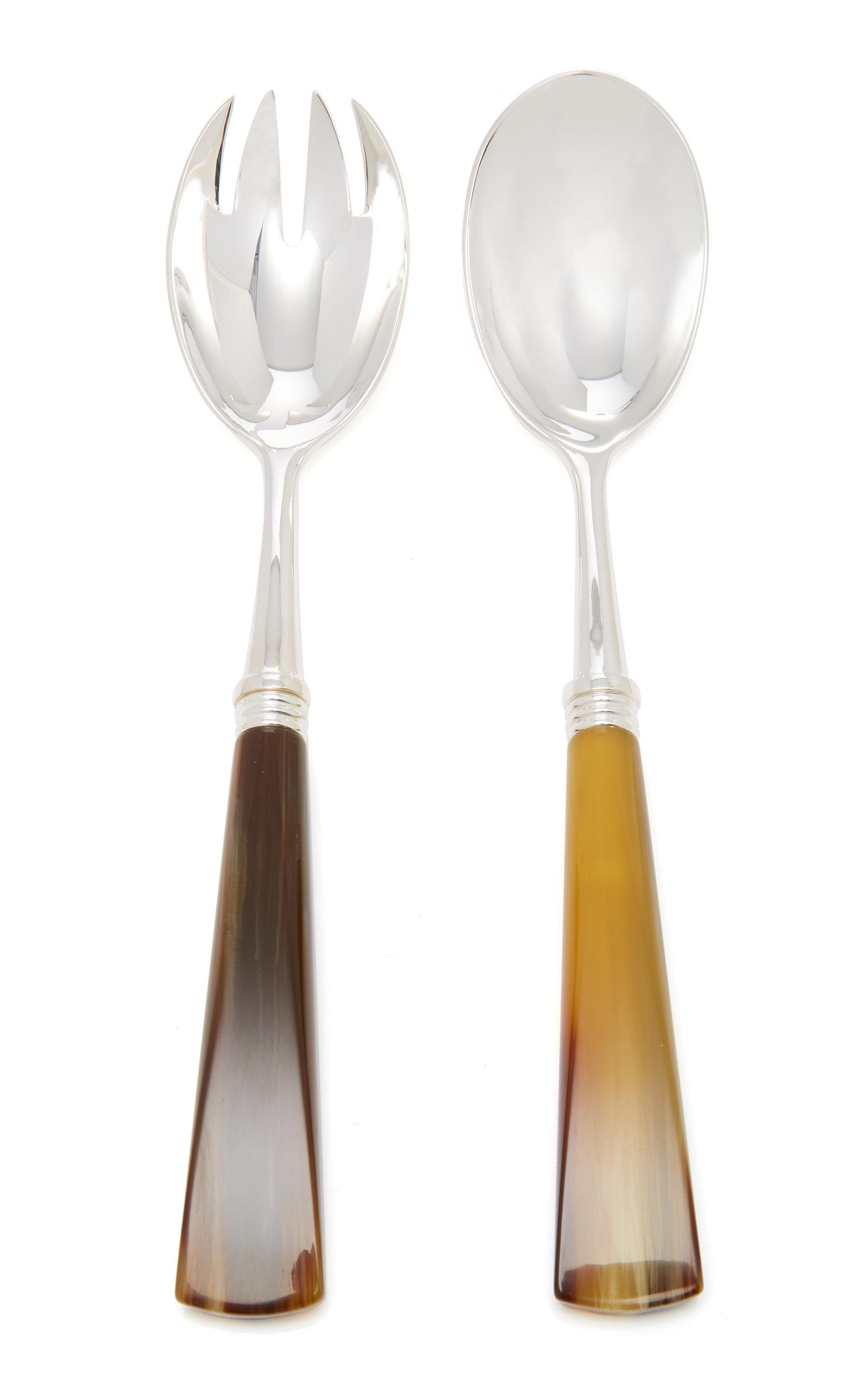 Alain Saint-Joanis - Tonia Silver-Plated Horn Salad Set - Brown - Moda Operandi by ALAIN SAINT-JOANIS