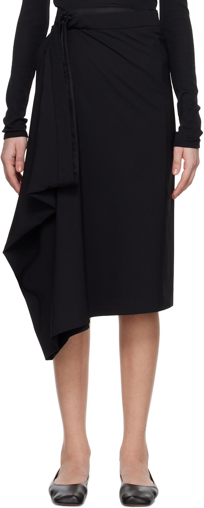 Black Extended Tailored Midi Skirt by ALAINPAUL