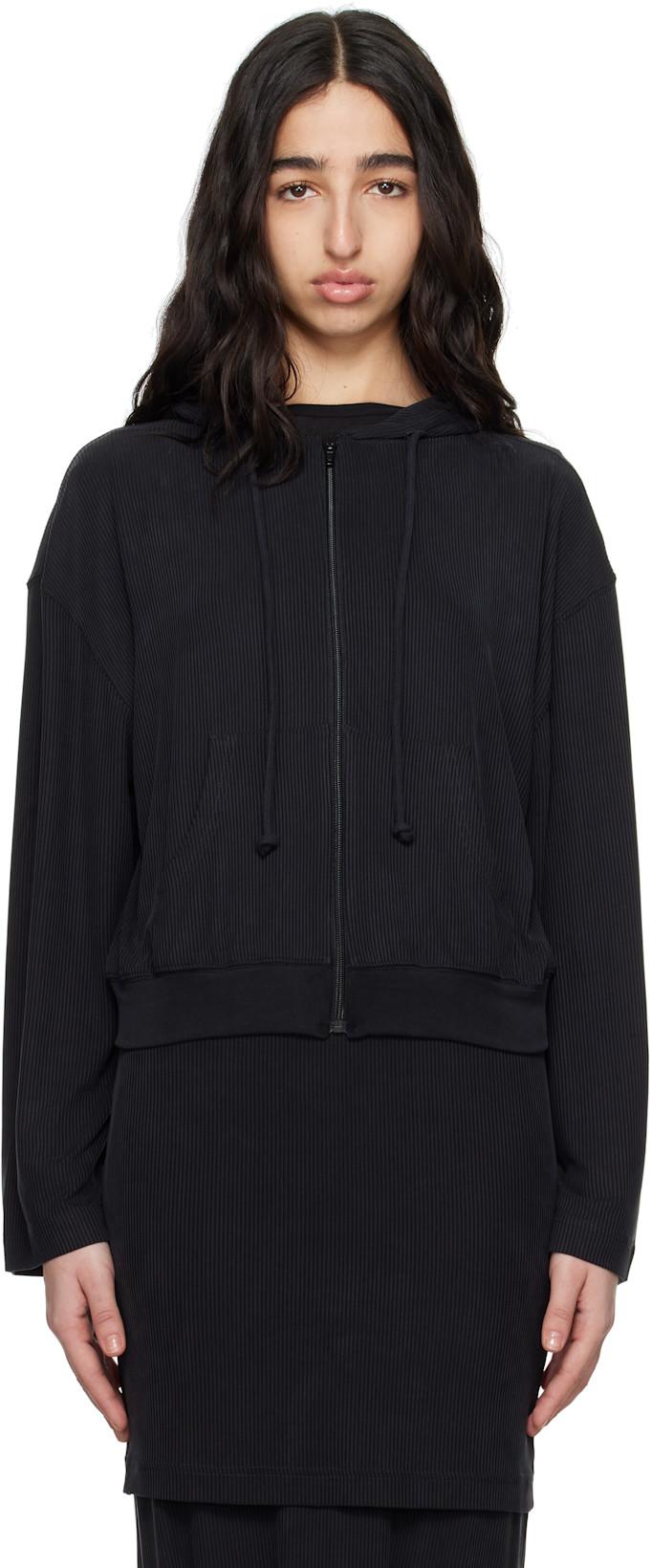 Black Zip-Up Hoodie by ALAINPAUL