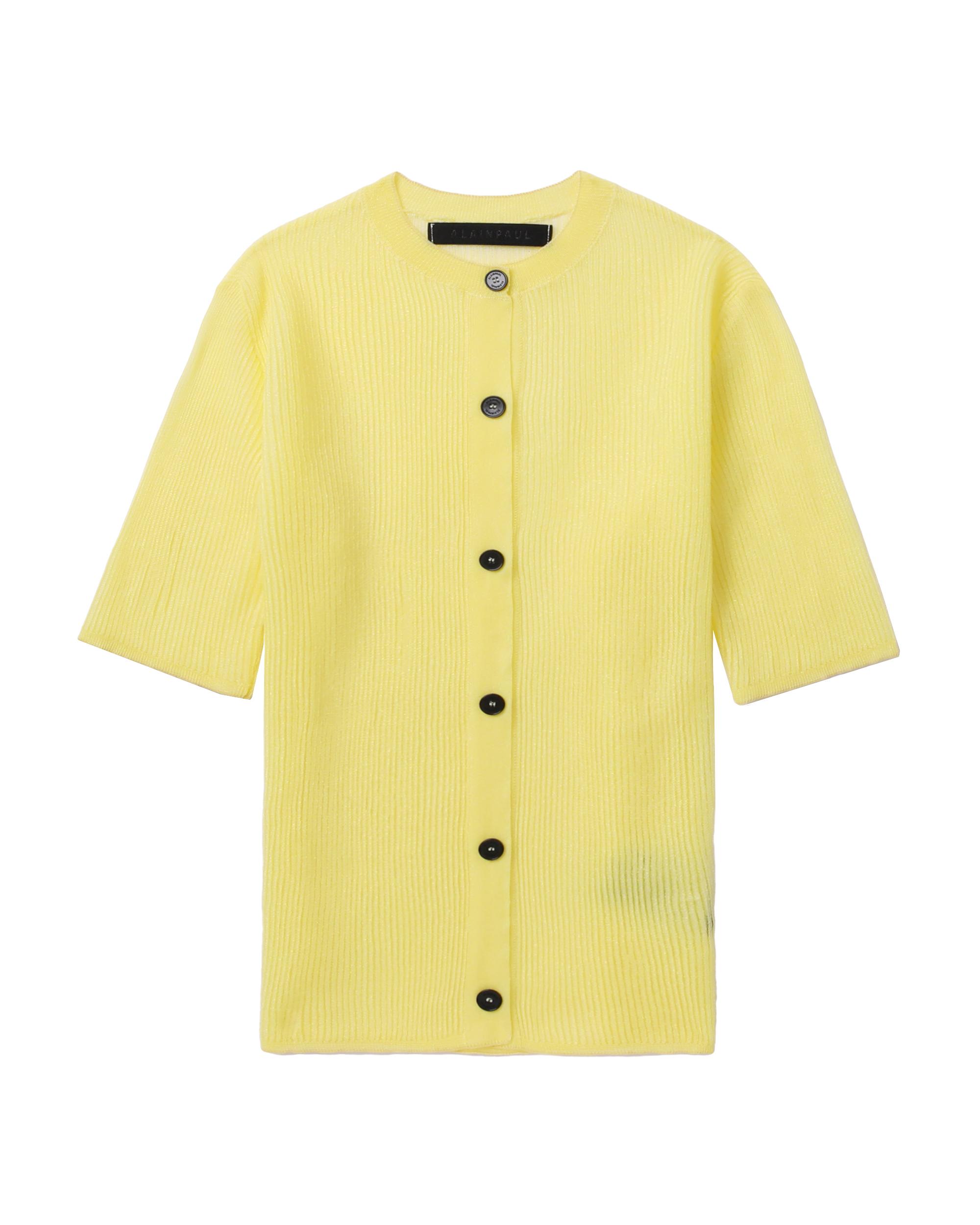 Rib short sleeve cardigan by ALAINPAUL