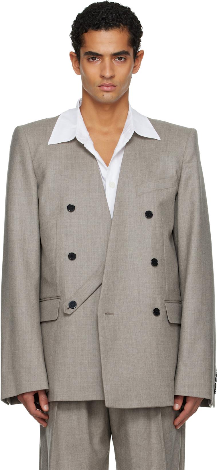 Taupe Minimalist Tailored Blazer by ALAINPAUL