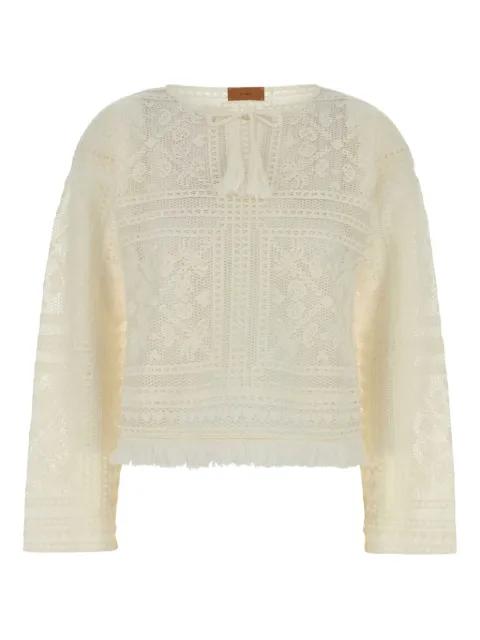 crochet fringed sweater by ALANUI