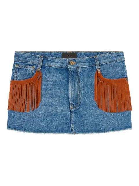 fringed-detail mini denim skirt by ALANUI