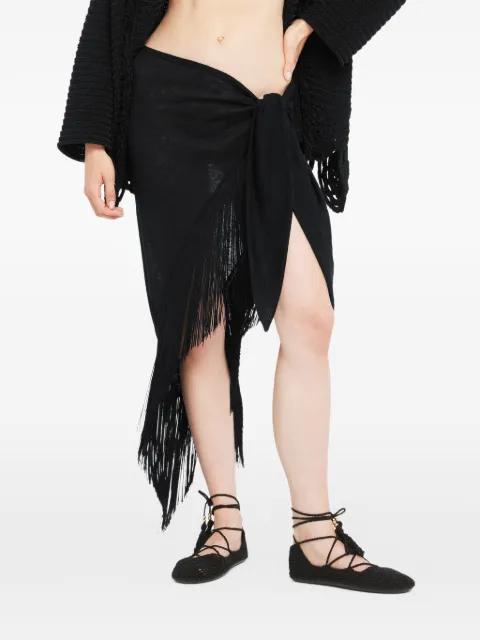 fringed self-tie pareo skirt by ALANUI