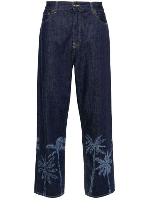 graphic-print cotton straight-leg jeans by ALANUI