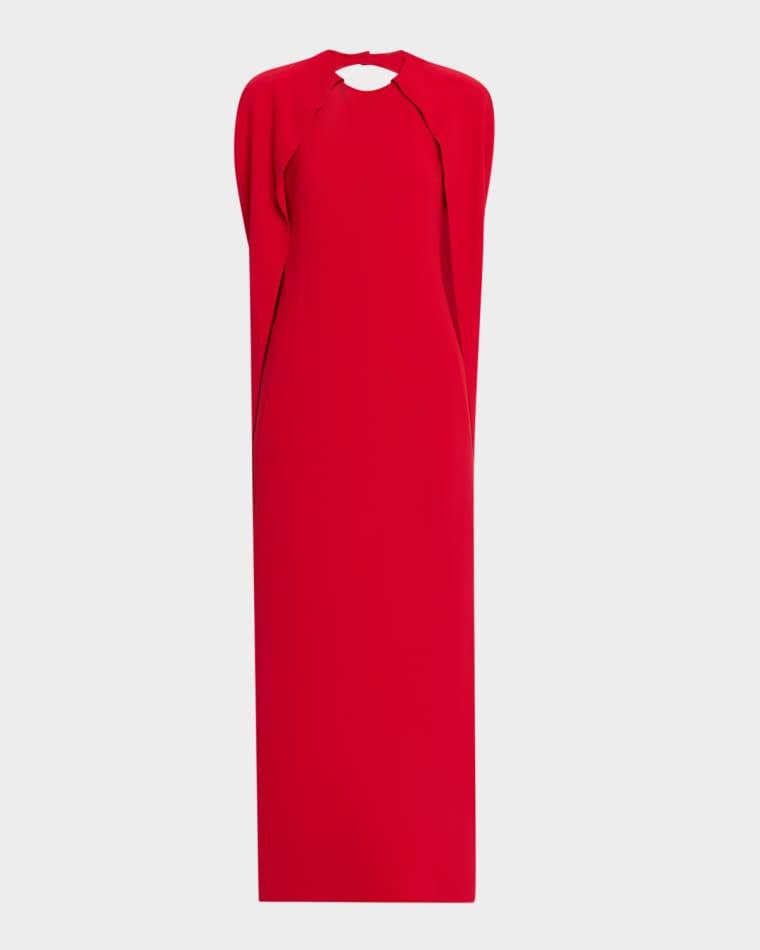 Backless Draped Cape Maxi Dress by ALBERTA FERRETTI