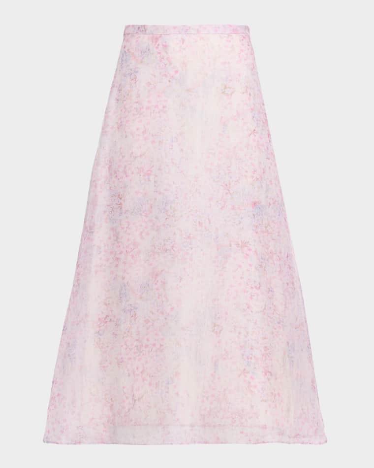 Floral-Print Silk Organza Skirt by ALBERTA FERRETTI