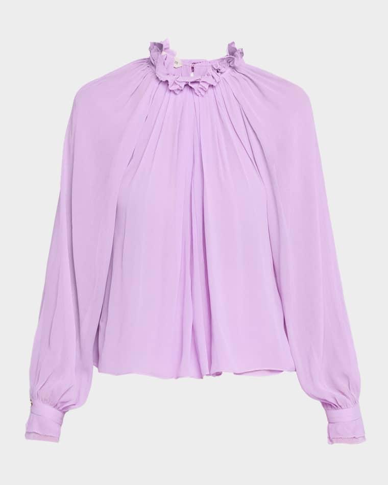 Ruffled Collar Long-Sleeve Blouse by ALBERTA FERRETTI