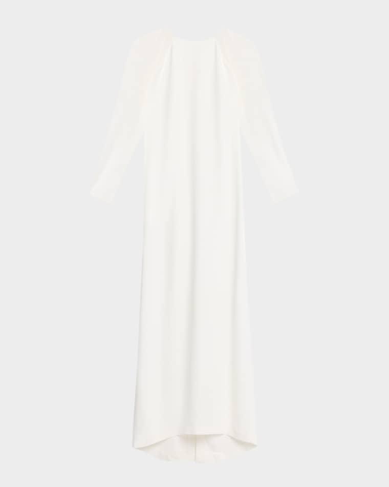 Sheer Long-Sleeve Stretch Cady Maxi Dress by ALBERTA FERRETTI