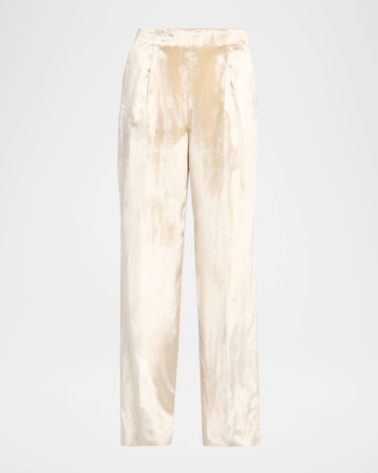 Shiny Velvet Straight-Leg Trousers by ALBERTA FERRETTI