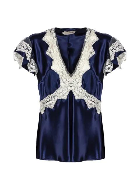 V-neck lace-detail blouse by ALBERTA FERRETTI