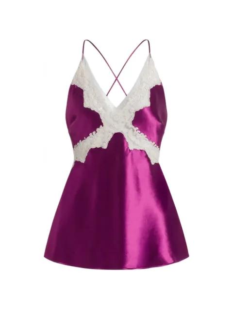 V-neck lace-detail top by ALBERTA FERRETTI