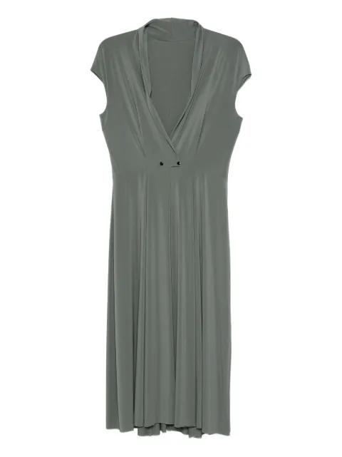 V-neck pleat-detail dress by ALBERTA FERRETTI