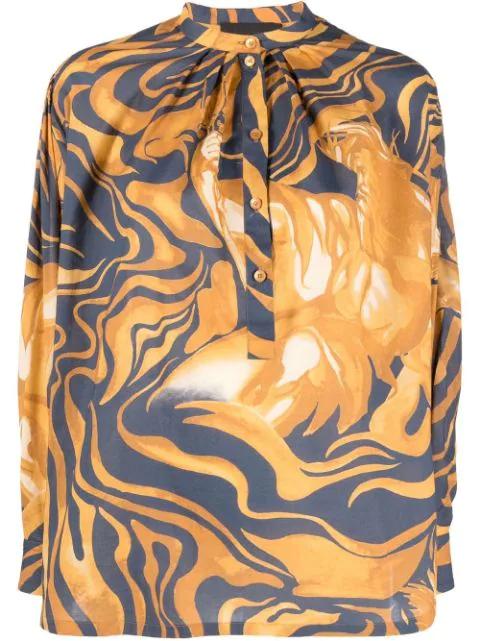abstract-print cotton blouse by ALBERTA FERRETTI
