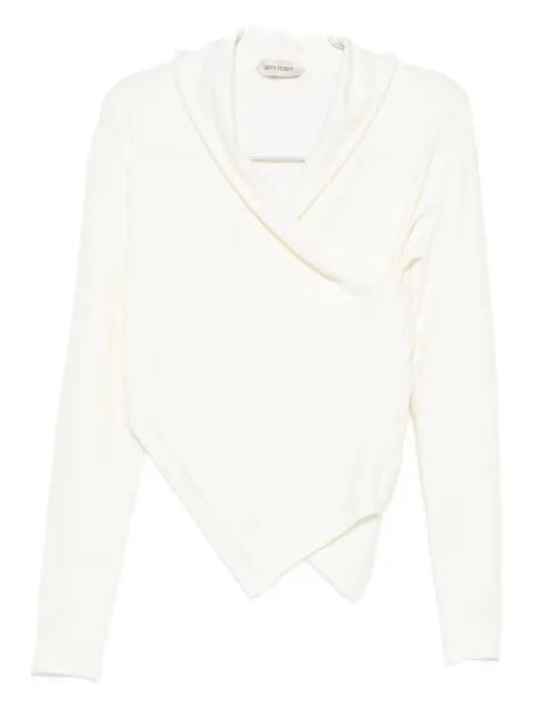 asymmetric draped wool top by ALBERTA FERRETTI