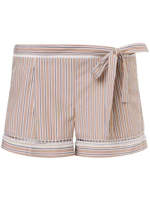 bow-embellished striped mini shorts by ALBERTA FERRETTI