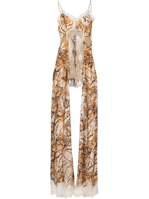 butterfly-print asymmetric-hem camisole by ALBERTA FERRETTI