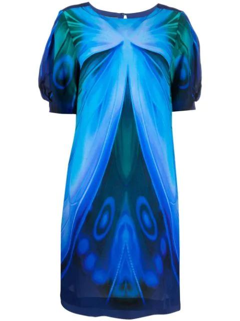 butterfly-print short-sleeve dress by ALBERTA FERRETTI