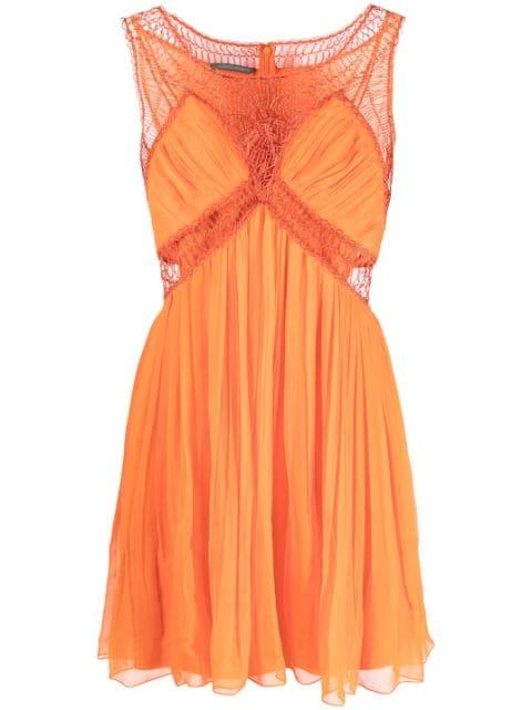 chiffon pleated silk minidress by ALBERTA FERRETTI