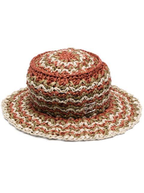 crochet-knit raffia hat by ALBERTA FERRETTI