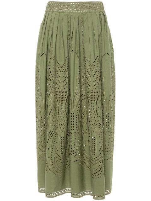 cut-out detail poplin midi skirt by ALBERTA FERRETTI