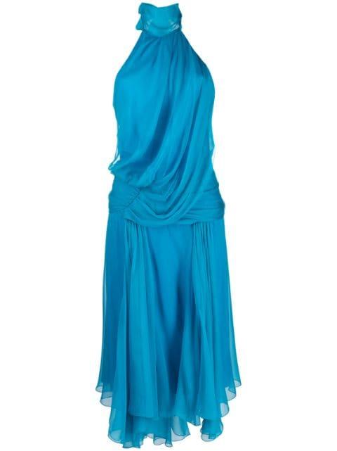 draped asymmetrical-hem dress by ALBERTA FERRETTI