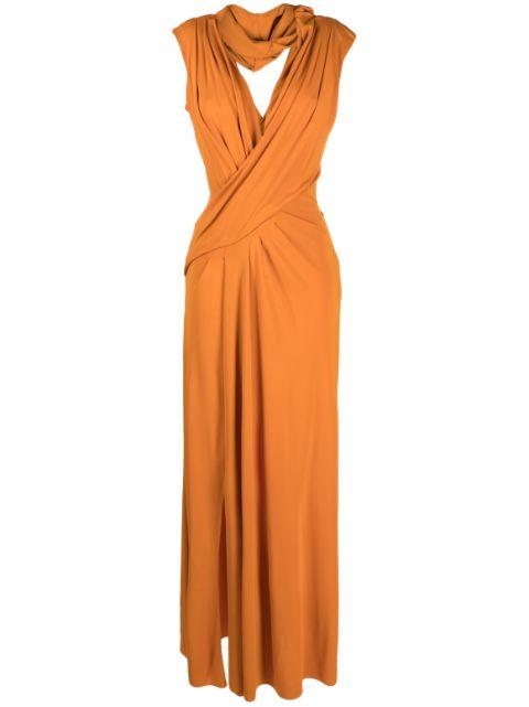 draped crossover-detail maxi dress by ALBERTA FERRETTI