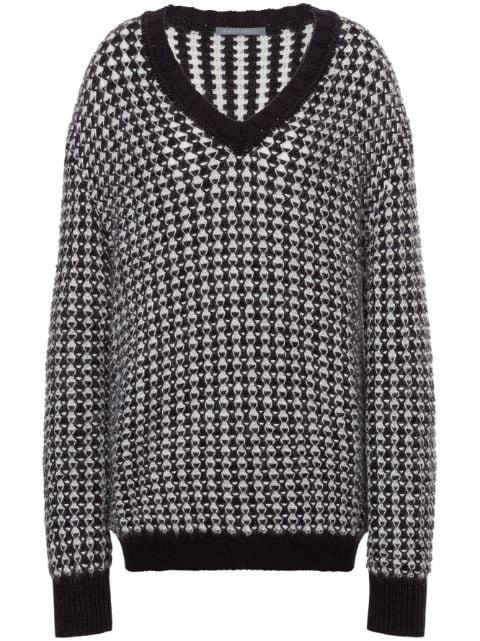 drop-shoulder patterned-intarsia jumper by ALBERTA FERRETTI