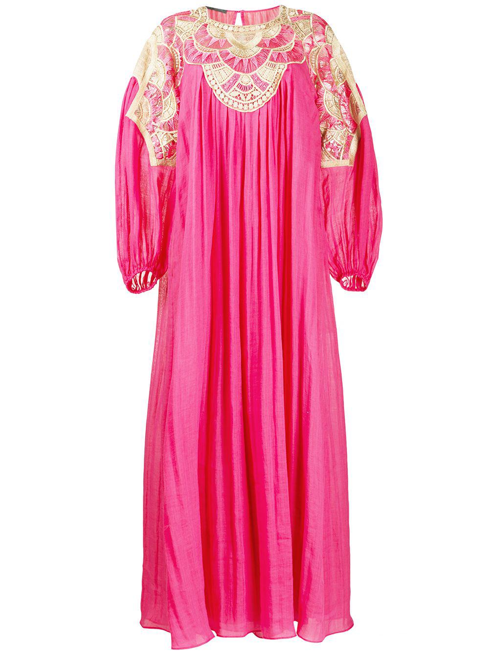 embroidered panel crinkled effect dress by ALBERTA FERRETTI