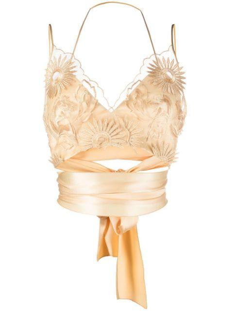 embroidered silk crop top by ALBERTA FERRETTI