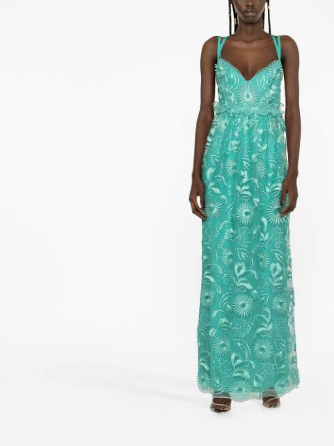 embroidered tulle maxi dress by ALBERTA FERRETTI