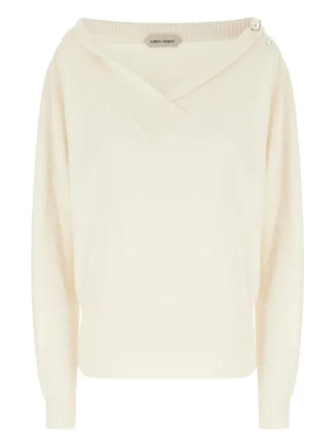 faux pearl-embellished V-neck sweater by ALBERTA FERRETTI