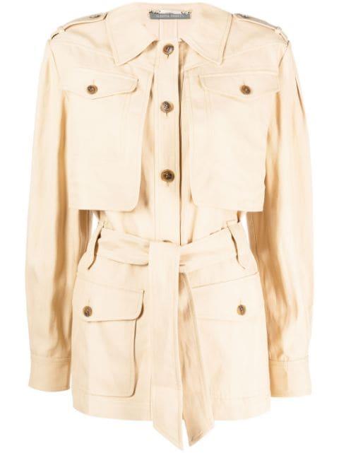 flap-pocket belted jacket by ALBERTA FERRETTI