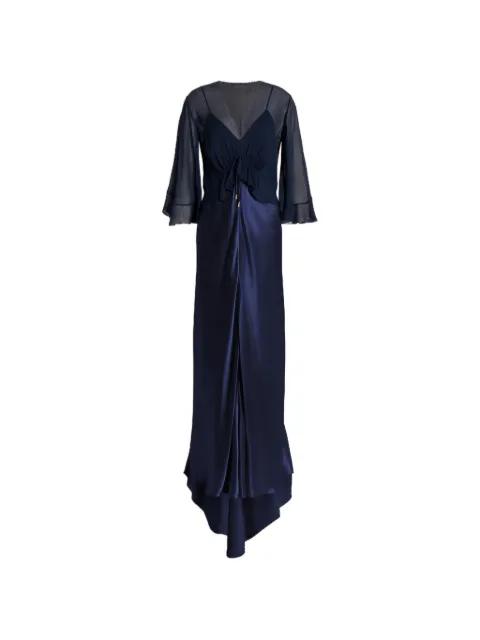 flared-sleeve gathered dress by ALBERTA FERRETTI