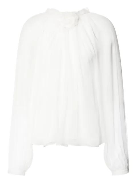 floral-appliqué sheer blouse by ALBERTA FERRETTI