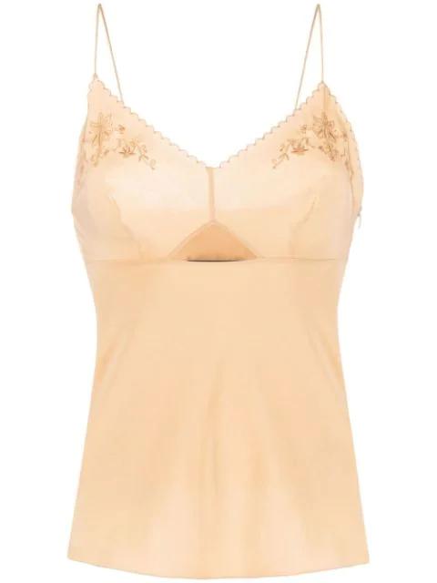 floral-embroidered silk cami by ALBERTA FERRETTI