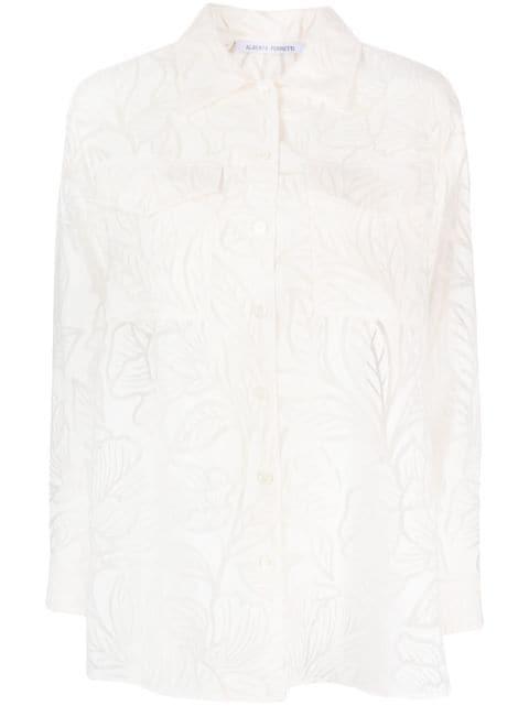 floral-motif sheer shirt by ALBERTA FERRETTI